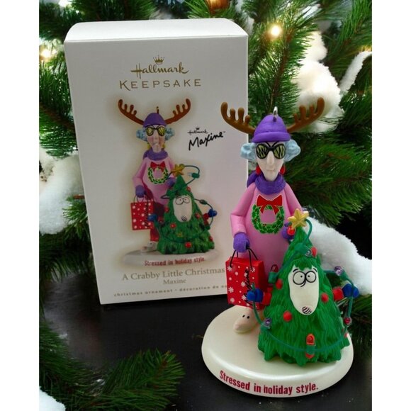 Hallmark Keepsake A Crabby Little Christmas Ornament Maxine Stressed Holiday - Picture 1 of 11